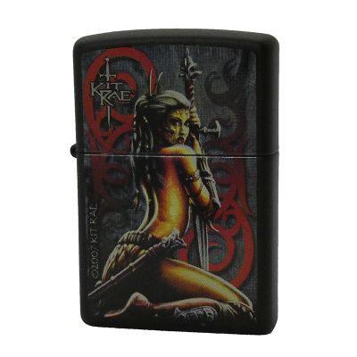 Accendino a benzina zippo, modello Sword And Sorcerer, by Kit Rae, stampa